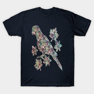 Tiled Parrots and Flora Pattern T-Shirt